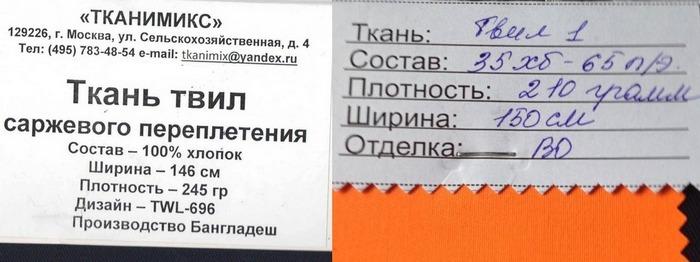 Ткань твил состав: хлопок 