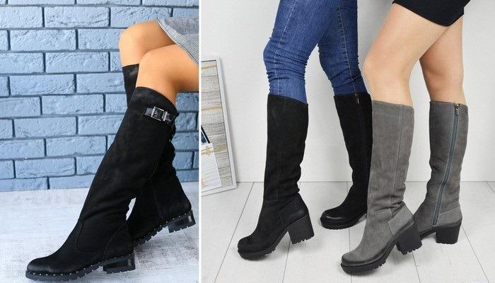 Женские сапоги из нубука