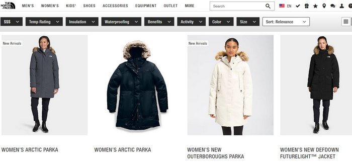 Женские зимние куртки The North Face, фото