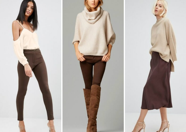 коричневый и бежевый цвет в одежде