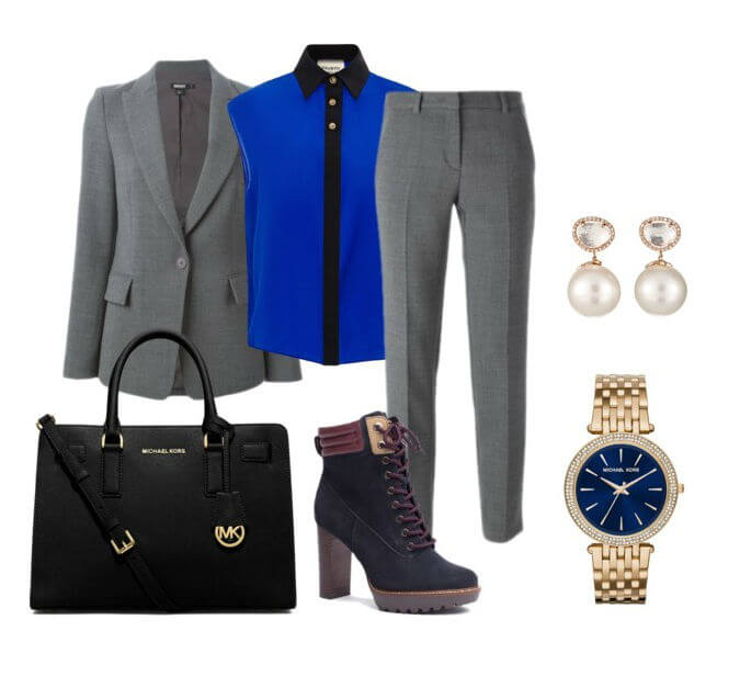 Сочетание синего и серого в одежде