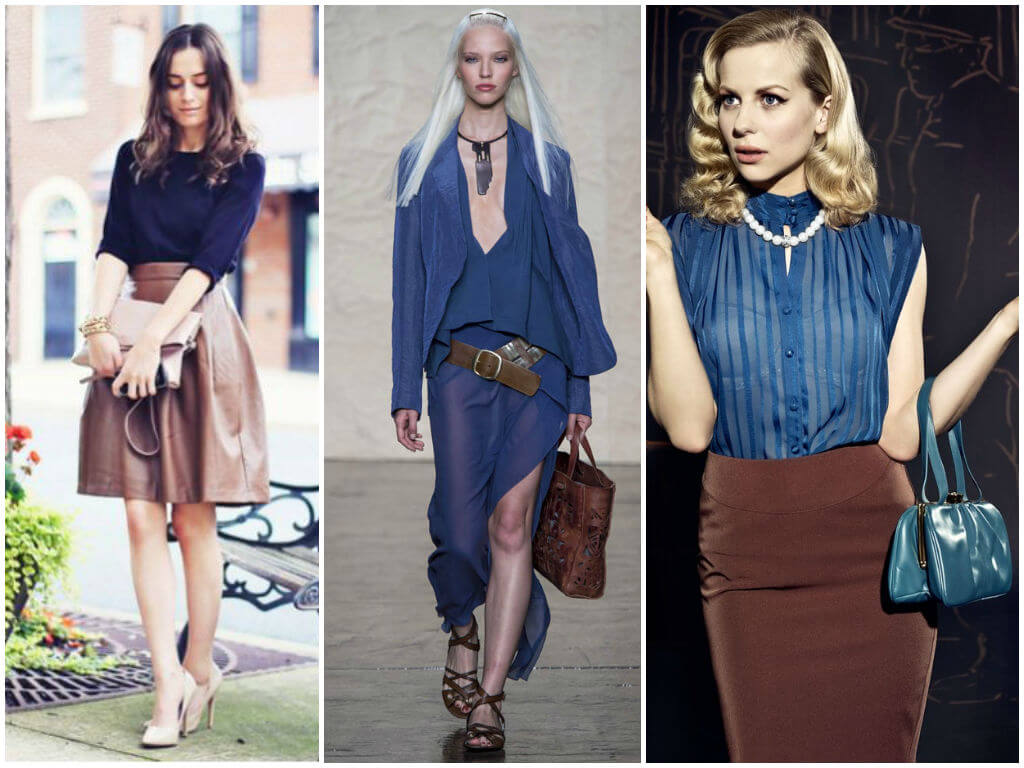 комбинация синего с коричневым в одежде