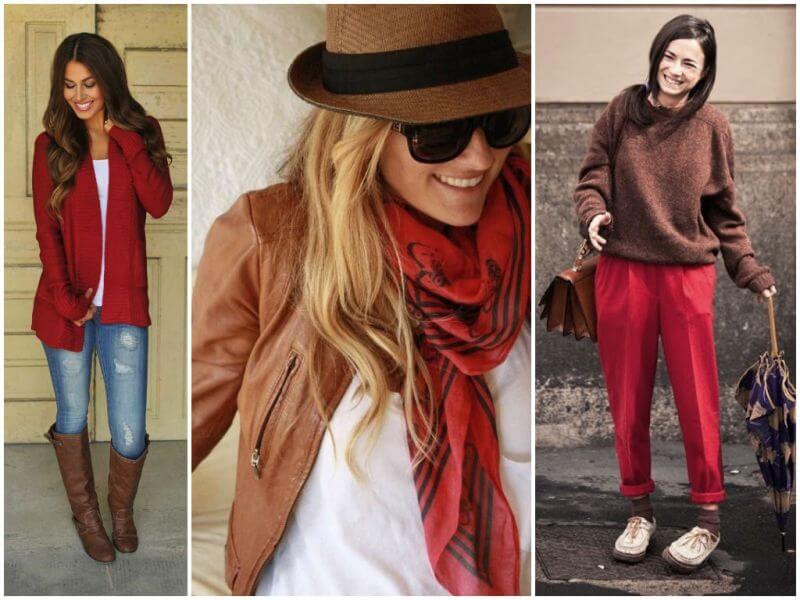 коричневый и красный цвет в одежде