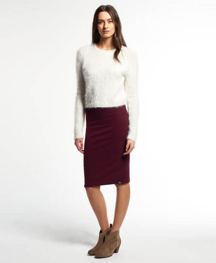 Бордовая юбка карандаш с ботильонами