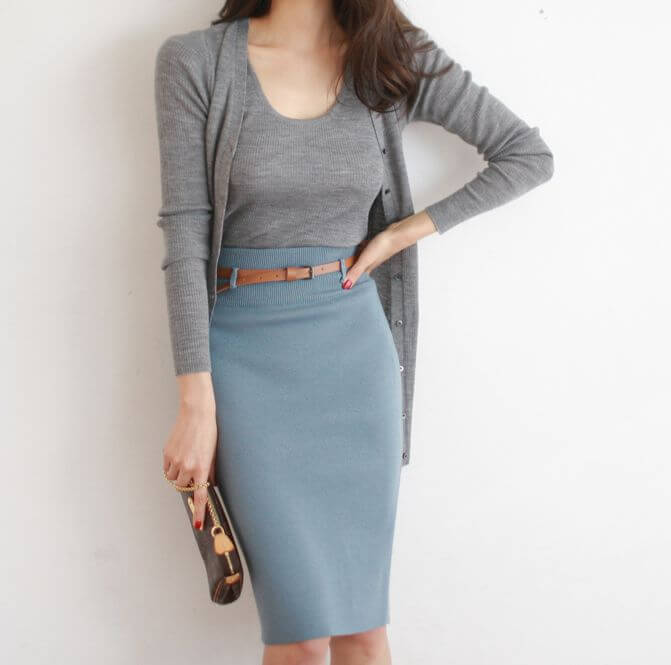 Юбка карандаш с кардиганом