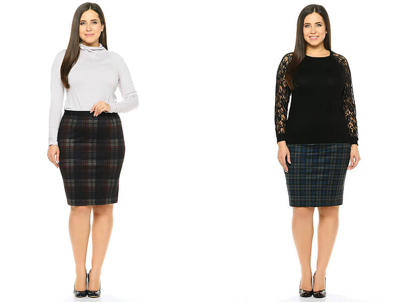 юбка в клетку для полных женщин