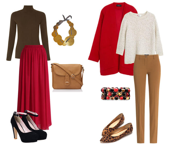 коричневый и красный в одежде