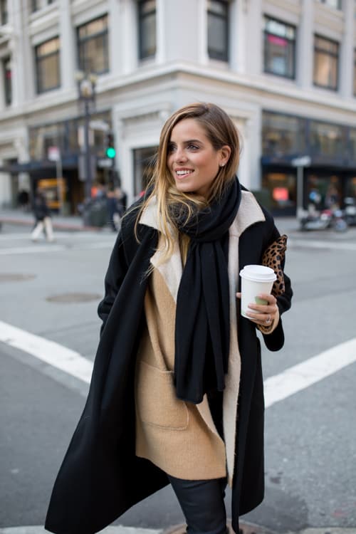 черный шарф с пальто