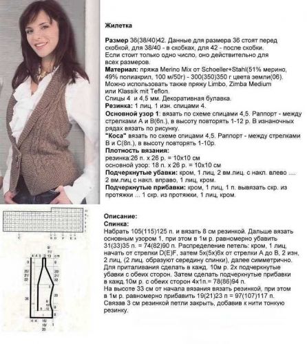 Вязание спицами жилетов для женщин