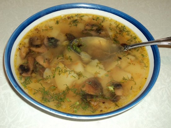 Грибной супчик, да с сыром и зеленью