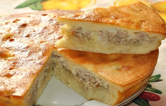Заливной пирог с мясным фаршем