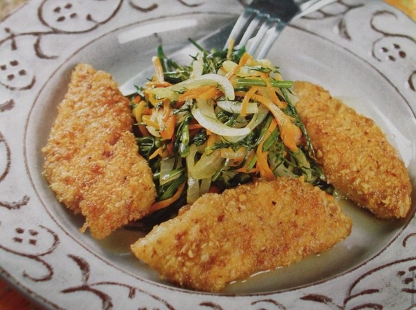 Окунь, запеченный в фольге с грецкими орехами